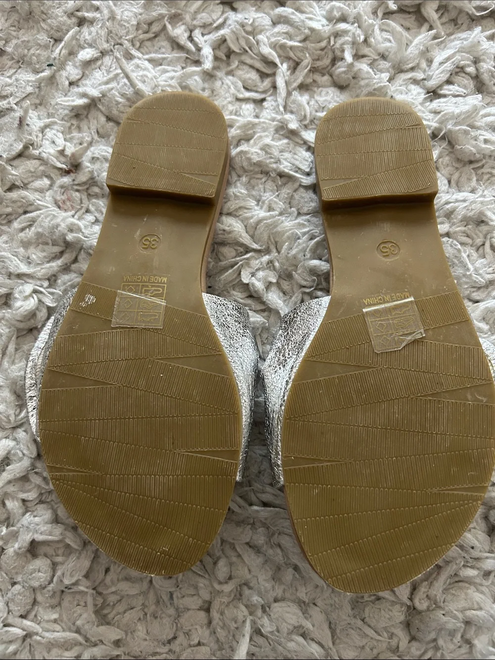 Silver Heart-Embellished Slide Sandals for Girls
